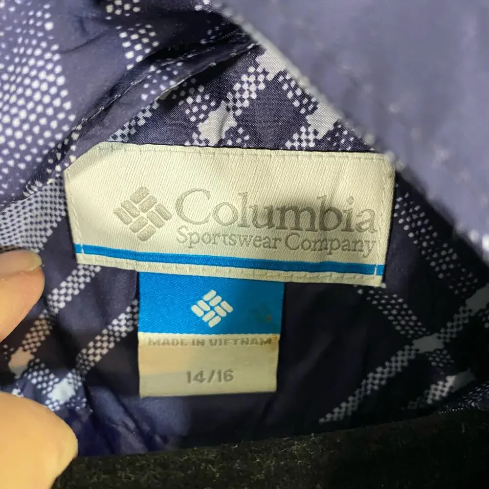 Columbia Youth Girl's Purple Print Snow Trinity Hooded Down Jacket Size 14/16